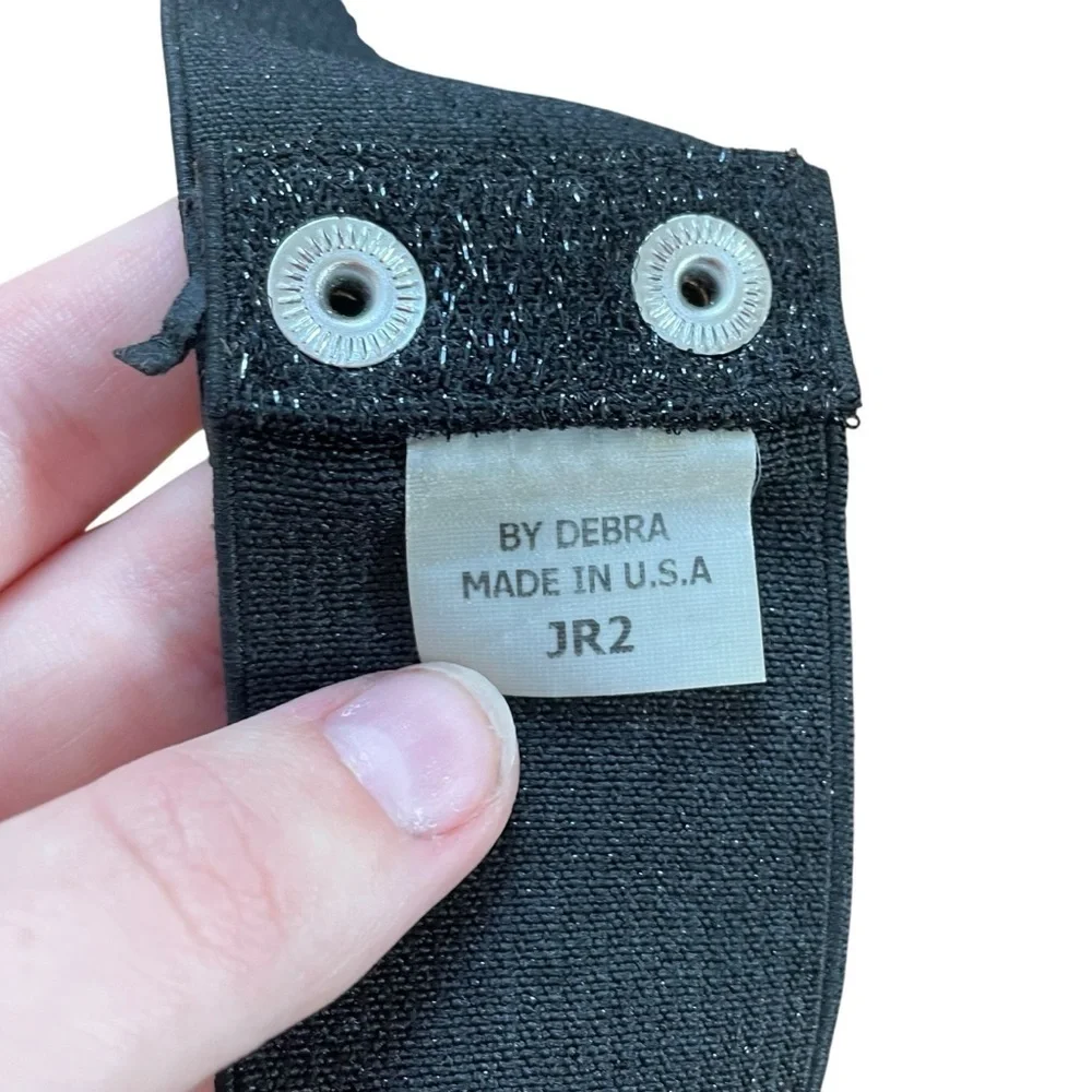 By Debra Belt Black Silver Glitter Shimmer CZ Removable Buckle Elastic Stretch